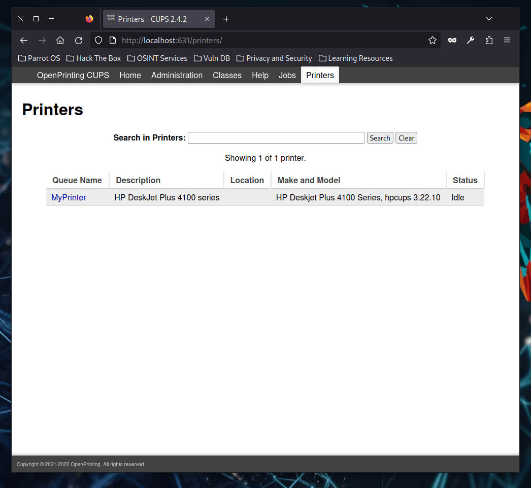 Verify printer installation
